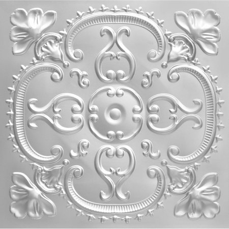 FROM PLAIN TO BEAUTIFUL IN HOURS Alhambra Faux Tin/ PVC 24-in x 24-in 10-Pack Silver Textured Surface-mount Ceiling Tile, 10PK 217sr-24x24-10